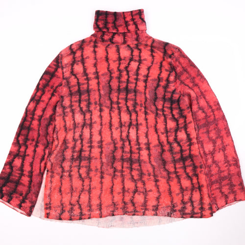 Zara Women's Red Wool Roll Neck Pullover Jumper Size 14