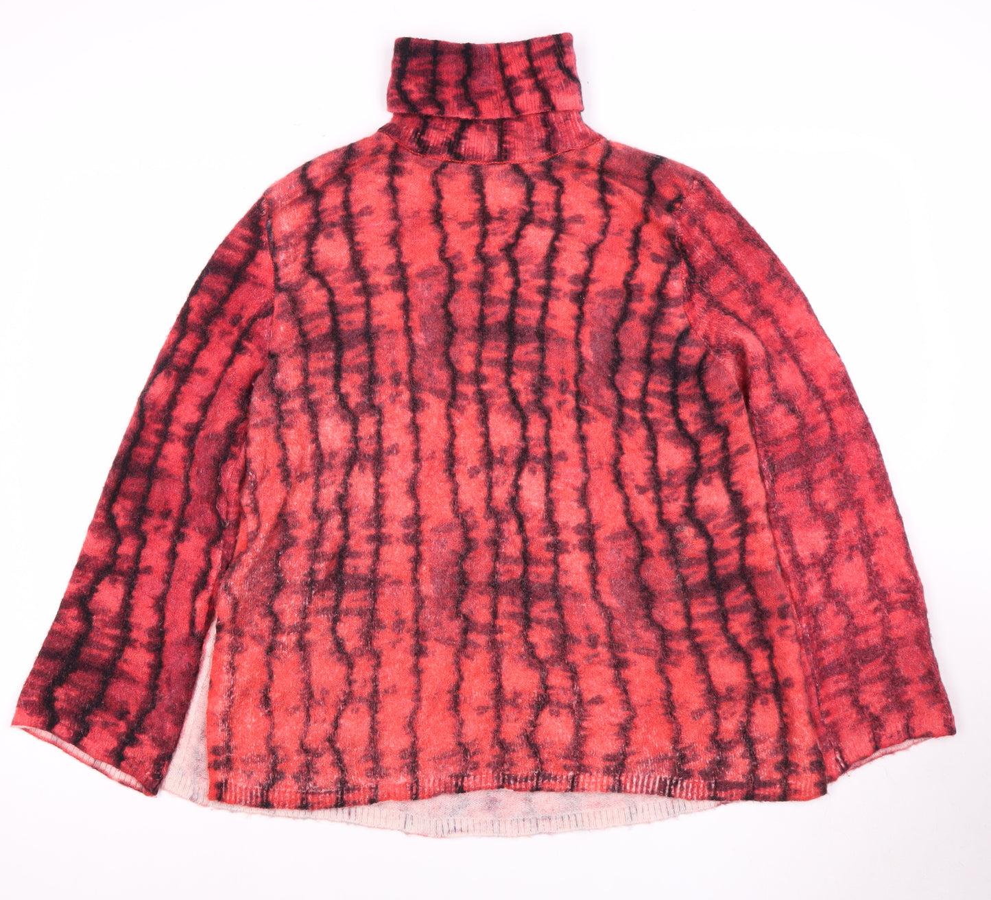 Zara Women's Red Wool Roll Neck Pullover Jumper Size 14