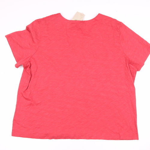 Damart Women's Red V-Neck Short Sleeve T-Shirt