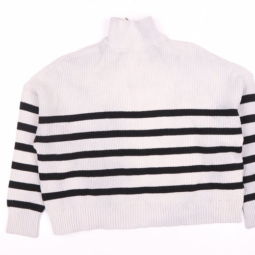MNG Women's Black & White Striped XS High Neck Jumper