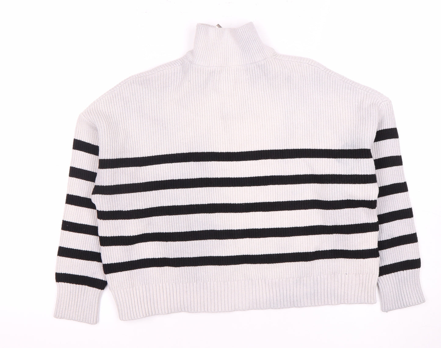 MNG Women's Black & White Striped XS High Neck Jumper