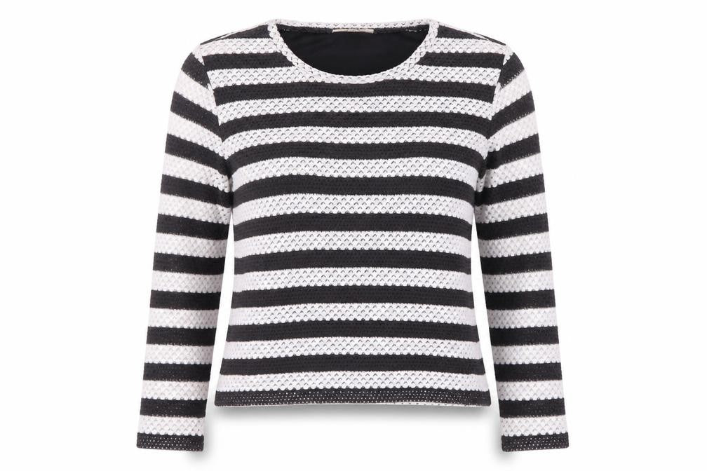 Front view of Oasis Women's Striped Long Sleeve T-Shirt, size 8