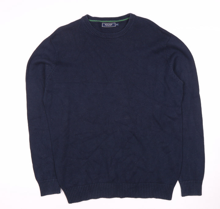 Maine Men's Blue Cotton Pullover Jumper Size M