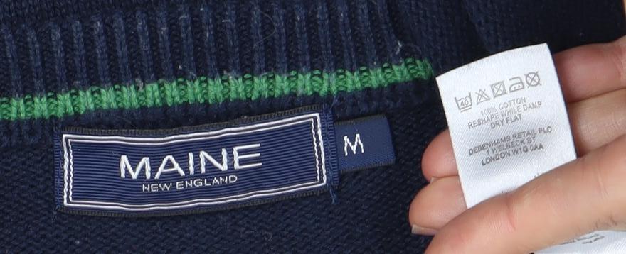 Maine Men's Blue Cotton Pullover Jumper Size M