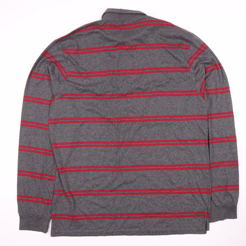 Pierre Cardin Men's Grey 3XL Striped Long Sleeve Polo