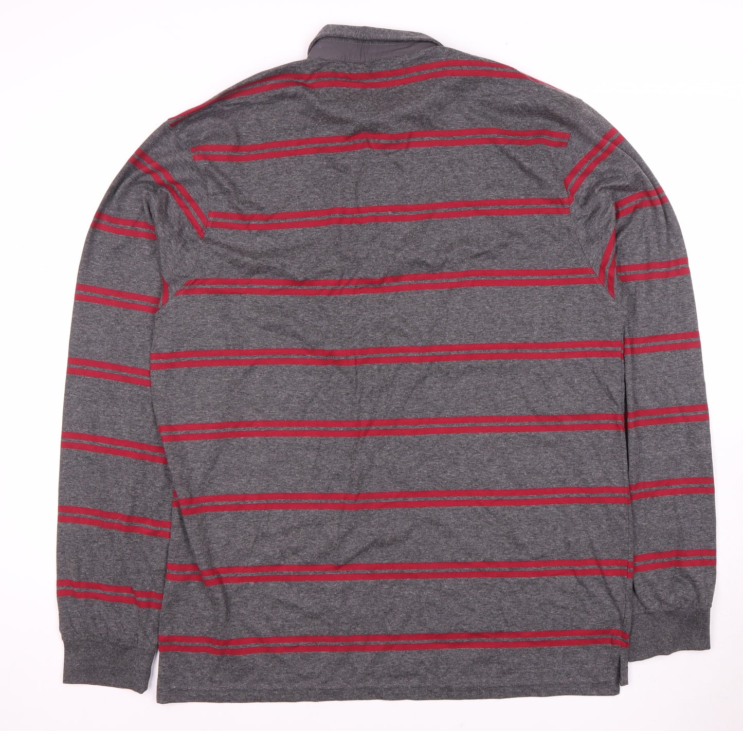 Pierre Cardin Men's Grey 3XL Striped Long Sleeve Polo