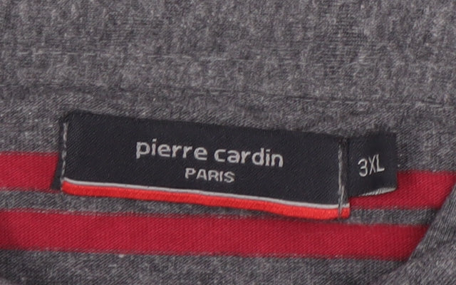 Pierre Cardin Men's Grey 3XL Striped Long Sleeve Polo