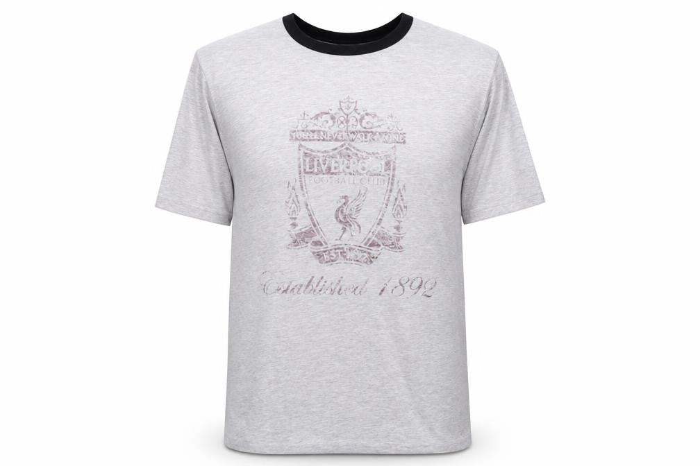 Liverpool FC Men's Grey Short Sleeve Pyjama Top L