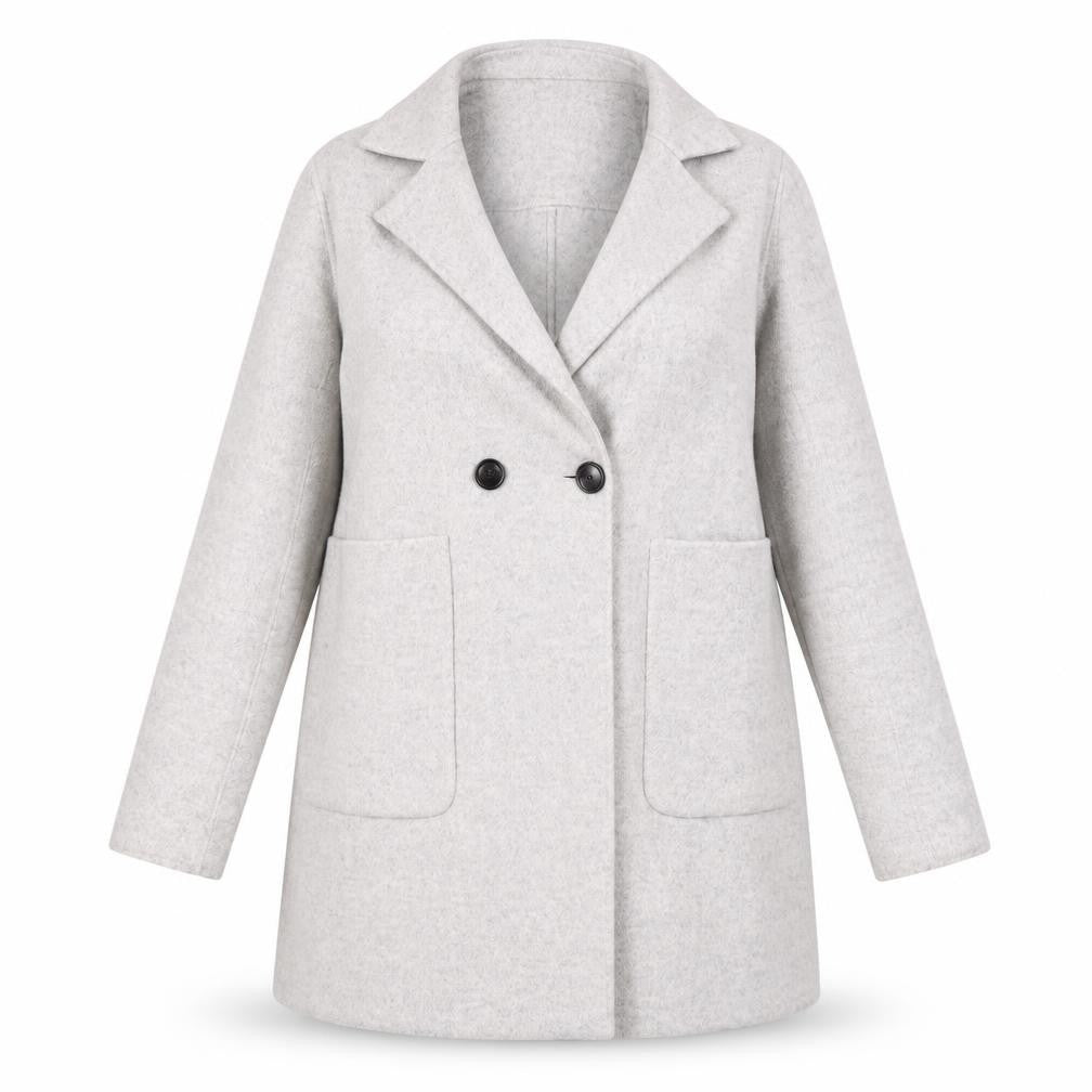 Front view of Next Women's Grey Wool Blend Mid-Length Coat, size 12