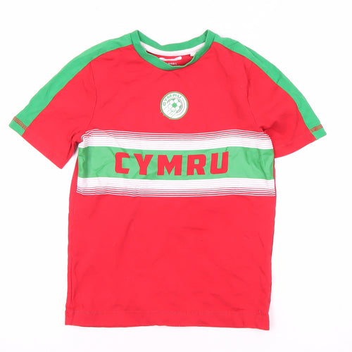 F&F Cymru Wales Sporty Boys Red Graphic T-Shirt, Size 6-7 Years, Comfy Cotton