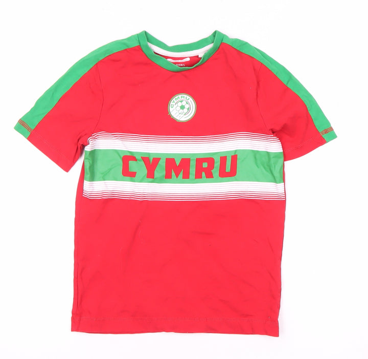 F&F Cymru Wales Sporty Boys Red Graphic T-Shirt, Size 6-7 Years, Comfy Cotton
