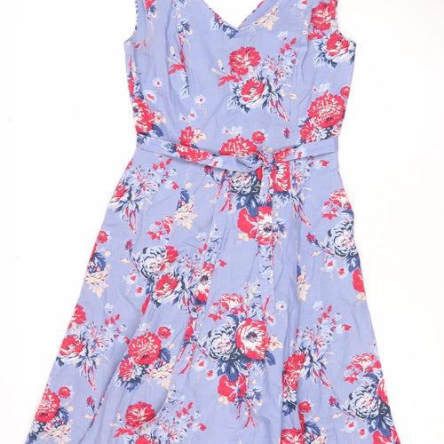 Laura Ashley Floral A-Line Dress, Blue, Size 10, Women