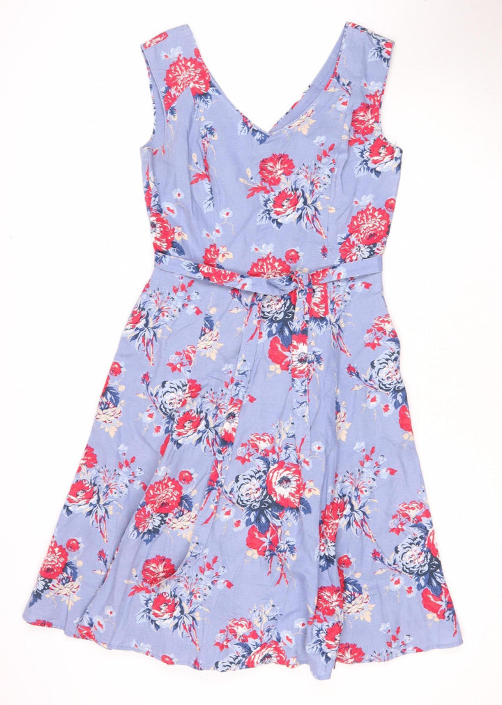 Laura Ashley Floral A-Line Dress, Blue, Size 10, Women