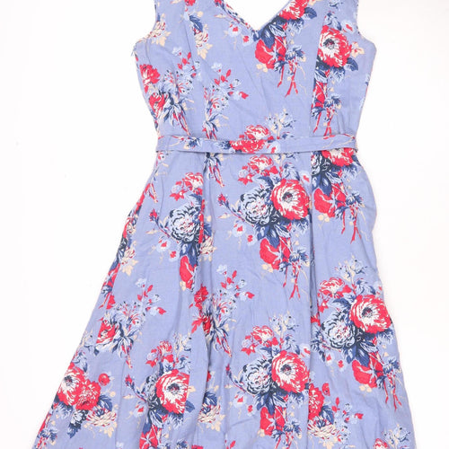 Laura Ashley Floral A-Line Dress, Blue, Size 10, Women