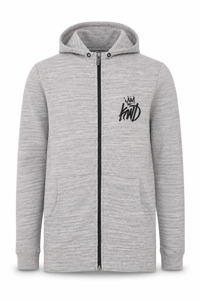 Front view of Kings Will Dream Men's Grey Full Zip Hoodie S
