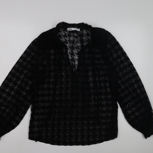 Zara Women's Black Mesh Blouse Size 10