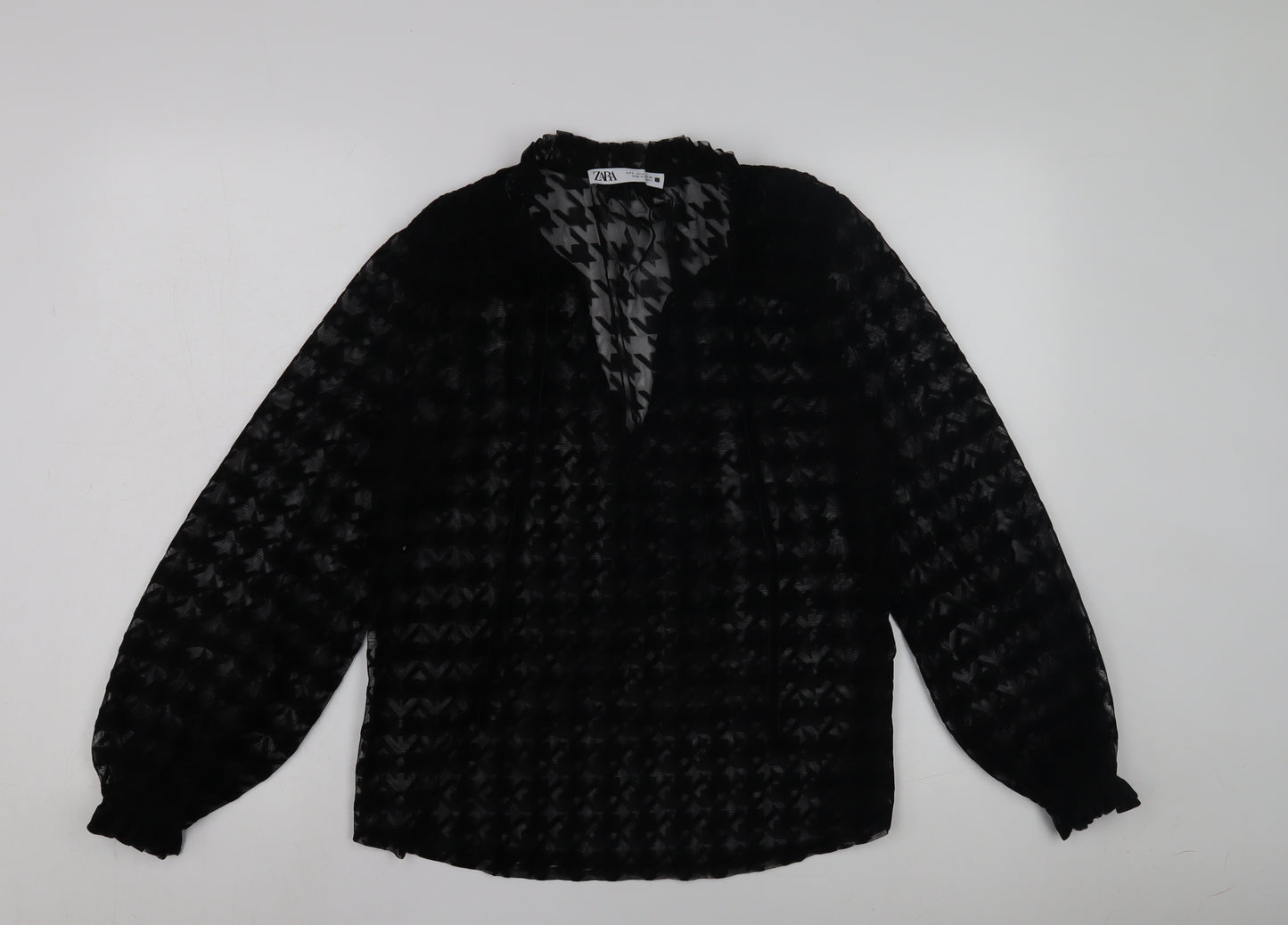 Zara Women's Black Mesh Blouse Size 10