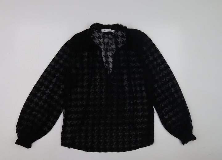 Zara Women's Black Mesh Blouse Size 10