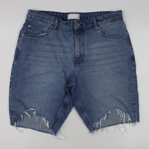 ASOS Design Men's Blue Denim Distressed Shorts Size 34