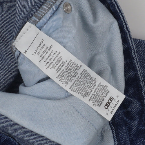 ASOS Design Men's Blue Denim Distressed Shorts Size 34