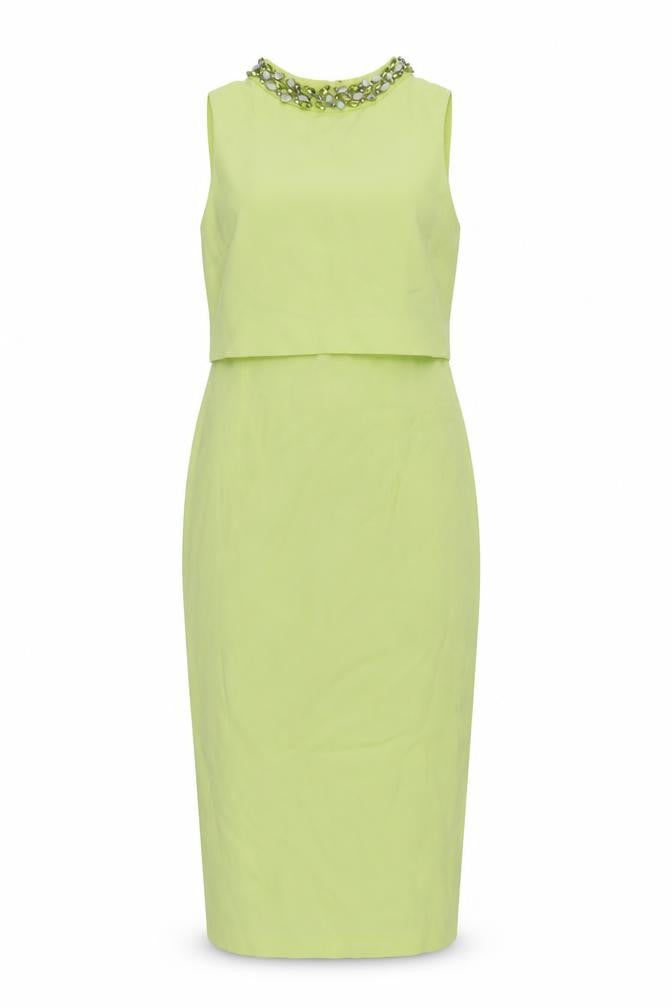 Front view of Coast Women's Green Beaded Sheath Dress, size 8