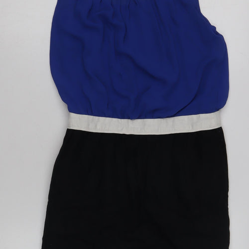 Next Women's Blue Colourblock Sleeveless Dress Size 12