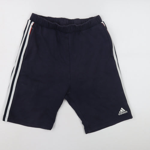 Adidas Boys Blue Athletic Shorts 16Y Elastic Waist
