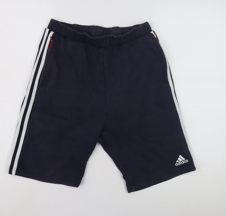 Adidas Boys Blue Athletic Shorts 16Y Elastic Waist