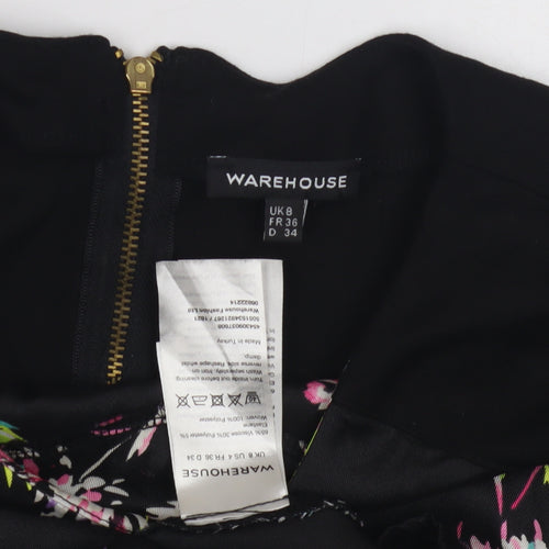 Warehouse Women's Black Floral Dress, Size 8