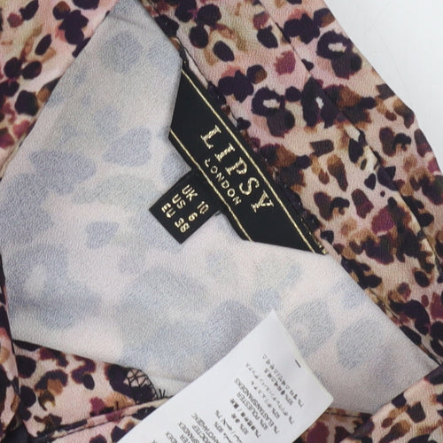 Lipsy Women's Multicoloured Animal Print Collared Shirt Dress Size 10