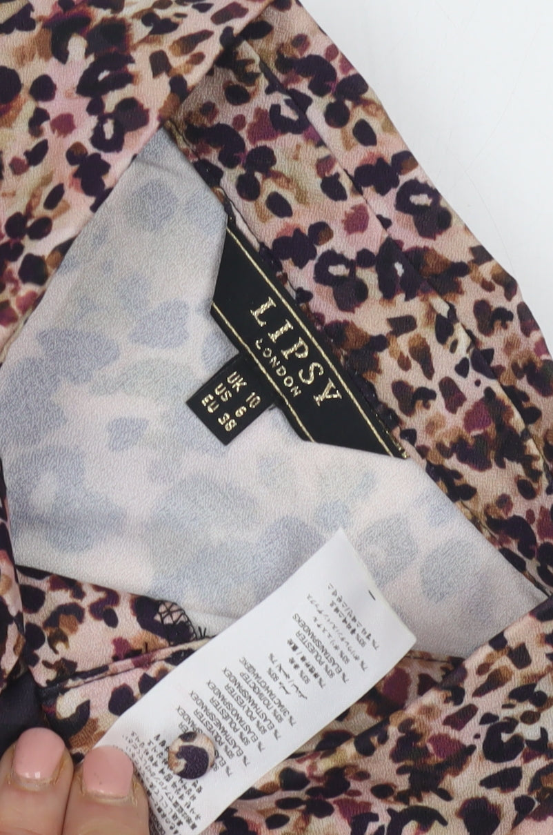 Lipsy Women's Multicoloured Animal Print Collared Shirt Dress Size 10