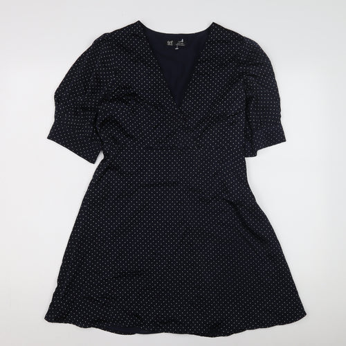 Zara Women's Blue Polka Dot A-Line Dress S