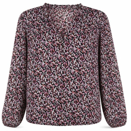 Neo Noir Women's Black Floral Blouse, Size 12, Long Sleeve