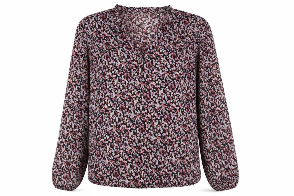 Neo Noir Women's Black Floral Blouse, Size 12, Long Sleeve