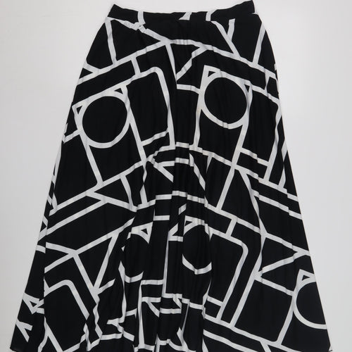 ASOS Women's Black A-Line Geometric Midi Skirt, Size 12