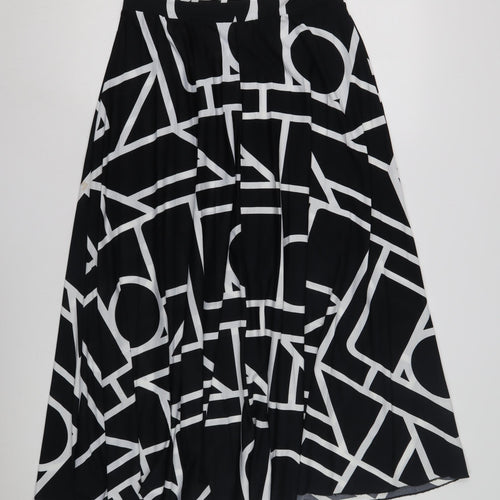 ASOS Women's Black A-Line Geometric Midi Skirt, Size 12