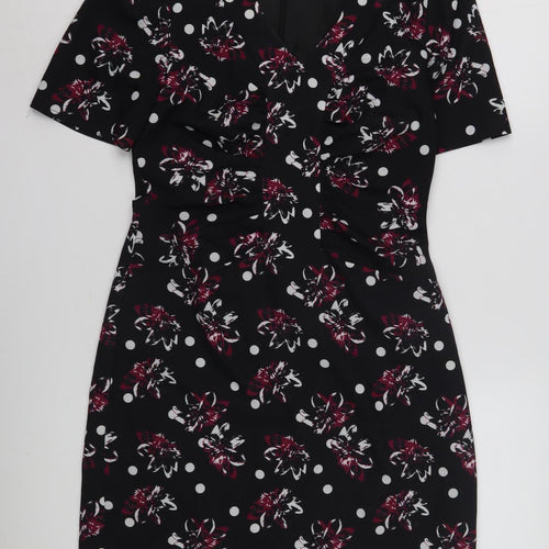 Havren Women's Black Floral Sheath Dress Size 8