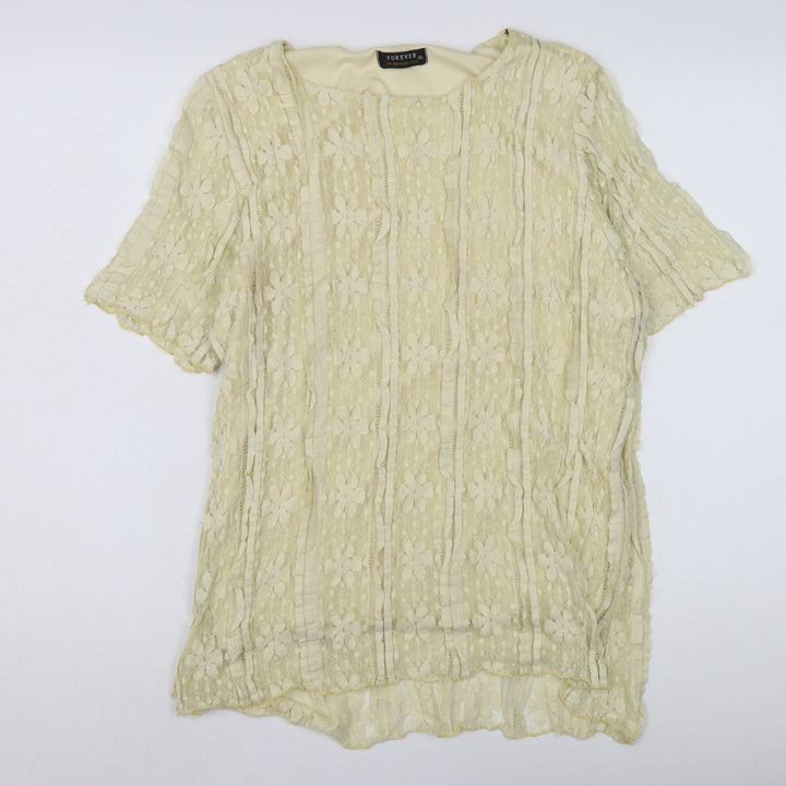 Forever Beige Lace Floral Blouse, Women's XL
