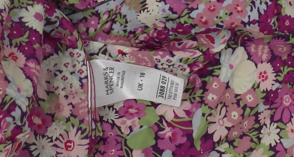 Marks and Spencer Women's Floral Blouse UK 16 Multicoloured