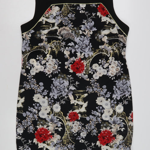 Wallis Women's Black Floral Sleeveless Dress Size 14