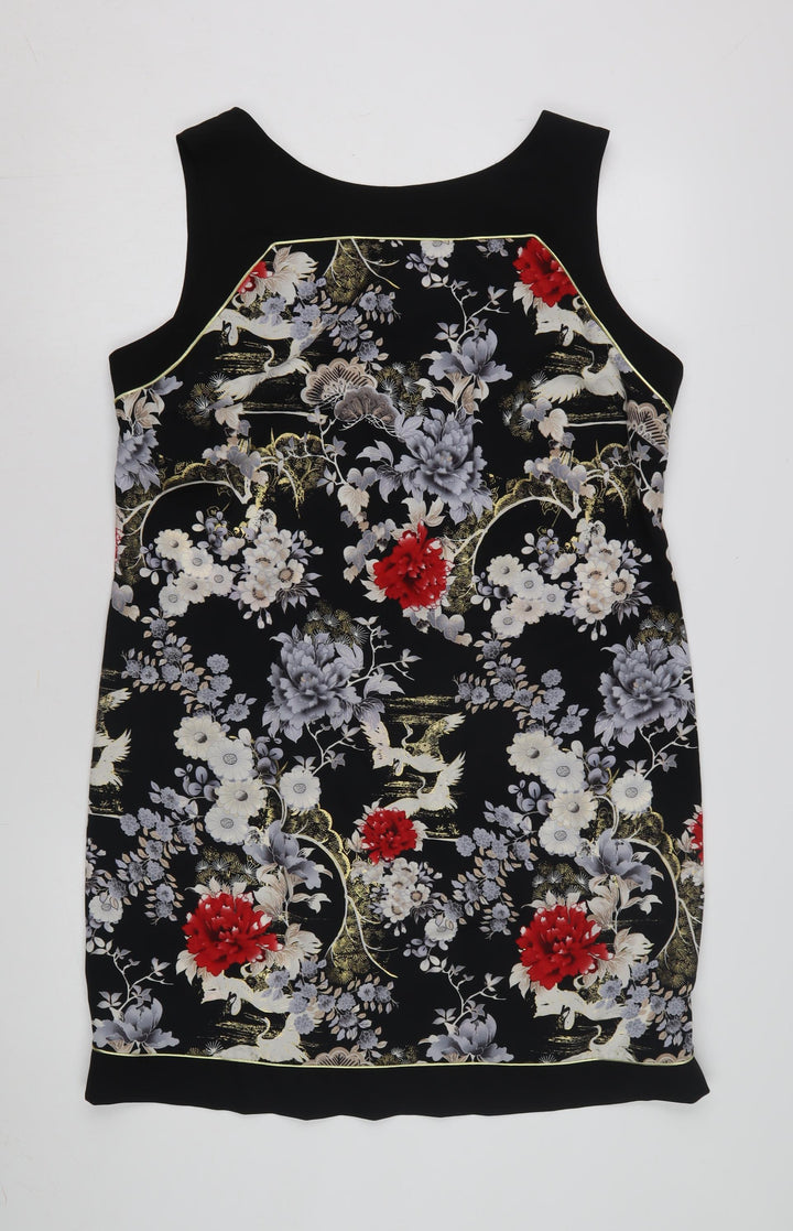 Wallis Women's Black Floral Sleeveless Dress Size 14