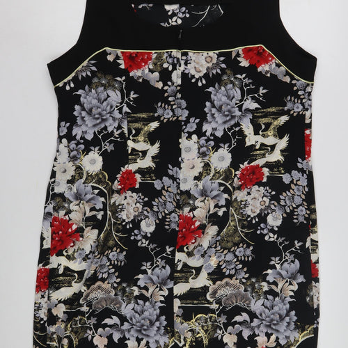Wallis Women's Black Floral Sleeveless Dress Size 14