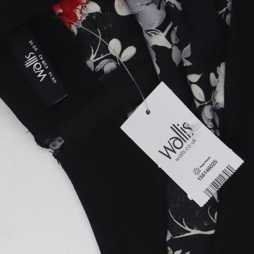 Wallis Women's Black Floral Sleeveless Dress Size 14