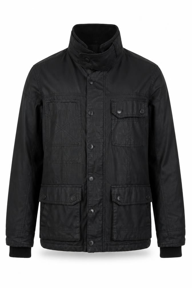 Front view of Next Men's Black Military Jacket S - Stylish & Practical