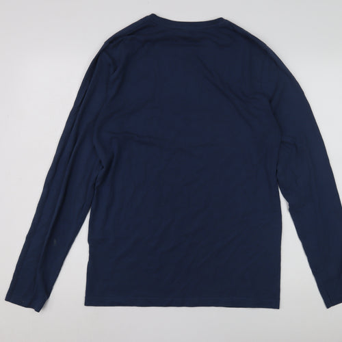 Marks & Spencer Men's Blue Long Sleeve Graphic T-Shirt, M