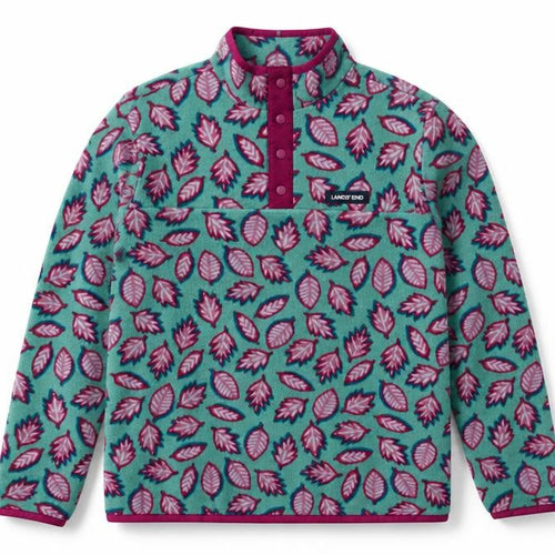 Lands' End Girls Multicoloured XL Henley Fleece Sweatshirt
