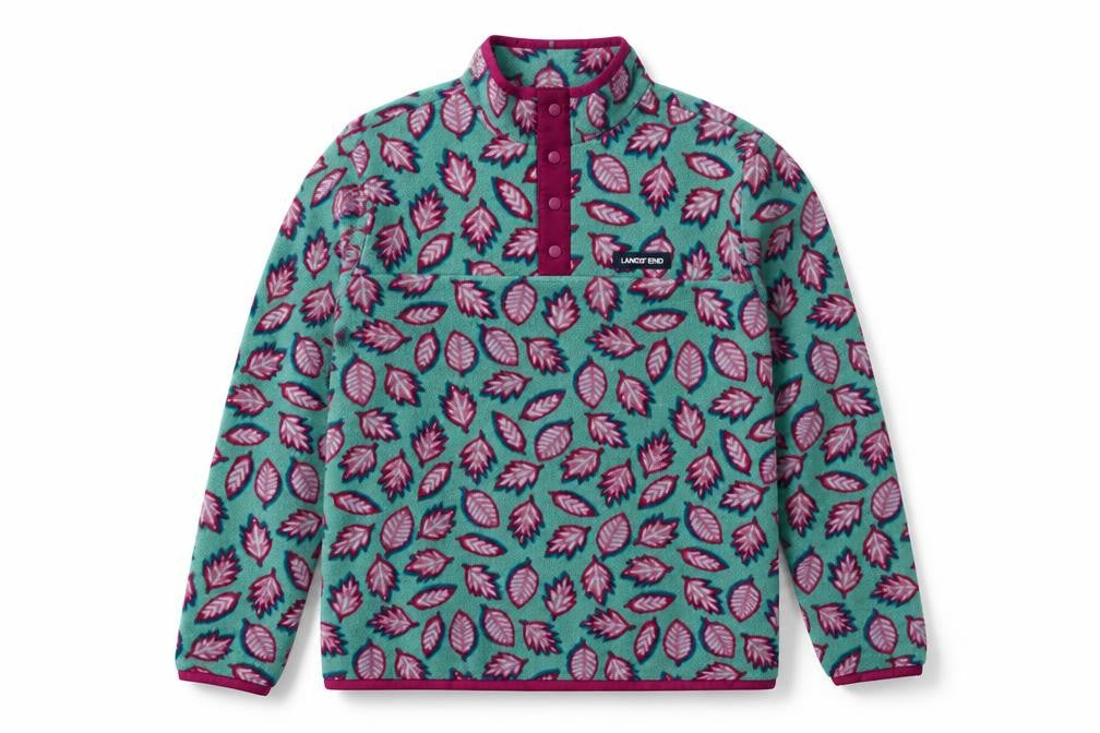 Lands' End Girls Multicoloured XL Henley Fleece Sweatshirt