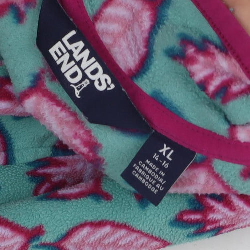 Lands' End Girls Multicoloured XL Henley Fleece Sweatshirt
