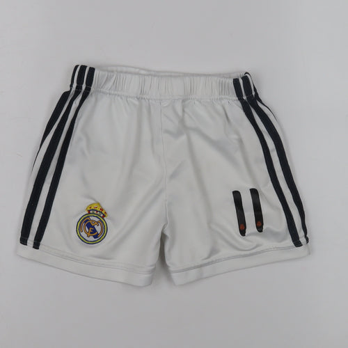 Adidas Boys White Athletic Shorts S Football