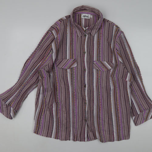 Afibel Women's Multicoloured Striped Button-Up Shirt